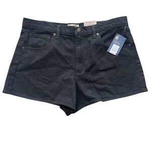 Universal Thread Shorts Womens 14 Black No-Fade Cotton Mid Rise Stretch Denim